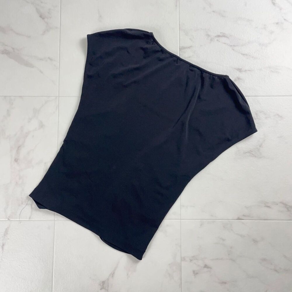 Versace (Authentic) Black Silky Ruched Vintage Y2K Top, Size IT 42/US 4-6, EUC - Picture 2 of 7